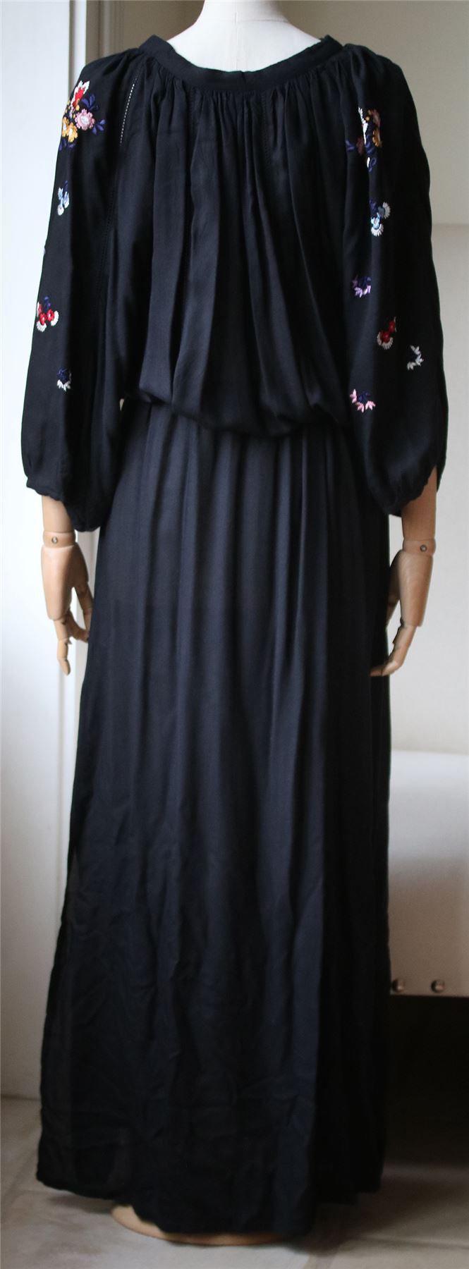 MELISSA ODABASH SIENNA EMBROIDERED VOILE MAXI DRESS SMALL