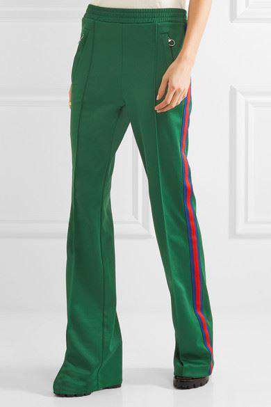 GUCCI STRIPED SATIN-JERSEY TRACK PANTS SMALL