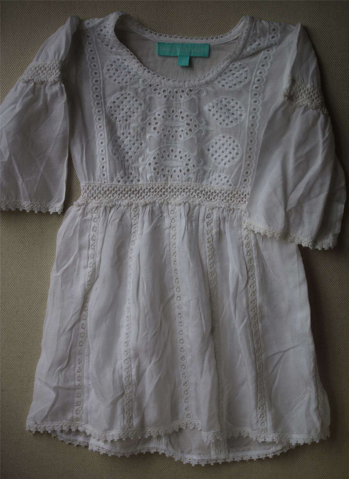MELISSA ODABASH BABY GIRLS WHITE DRESS 2 YEARS