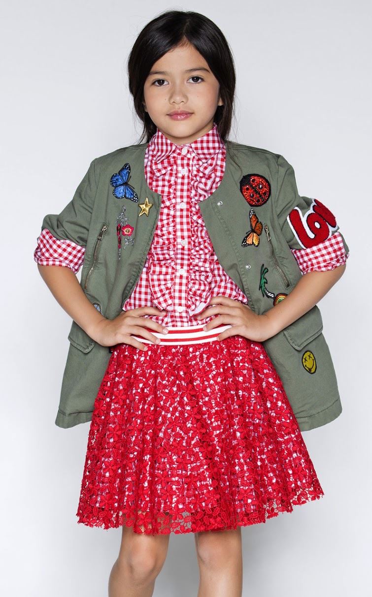 ERMANNO SCERVINO GIRLS GREEN PATCH MILITARY JACKET 4 YEARS