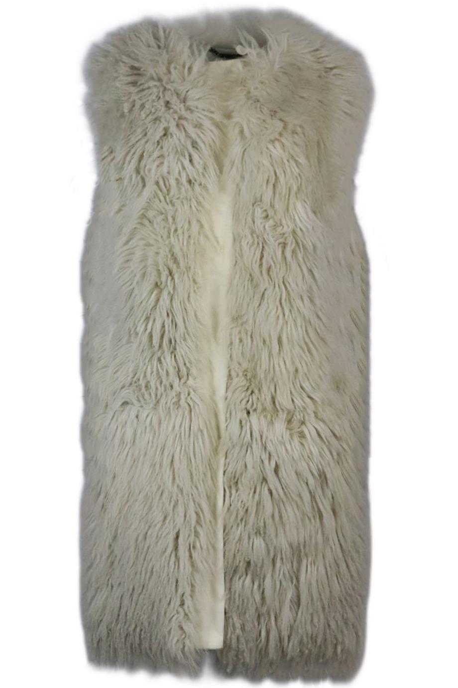 DOLCE AND GABBANA CORDUROY TRIMMED SHEARLING GILET IT 40 UK 8