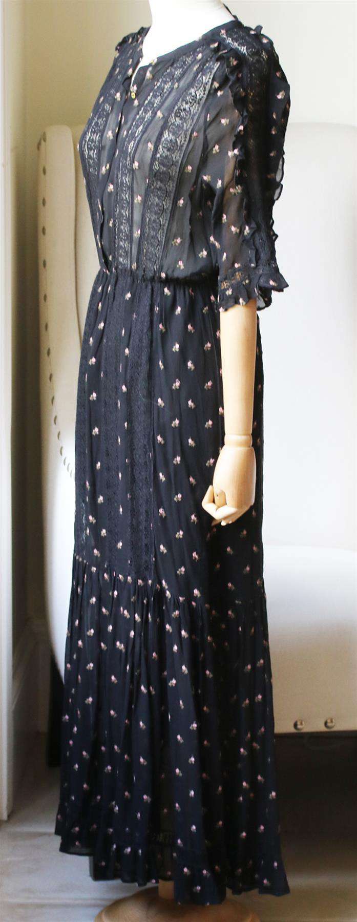ULLA JOHNSON + BARNEYS NEW YORK ADALIE FLORAL GEORGETTE MAXI DRESS US 6 UK 10