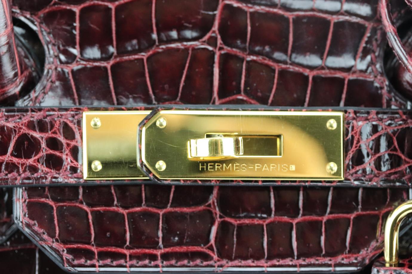 Hermes Bourgogne Burgundy Crocodile Birkin 25 Handbag
