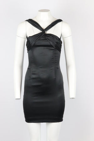 DOLCE AND GABBANA STRETCH SATIN MINI DRESS IT 40 UK 8