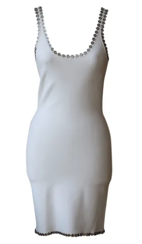 ALEXANDER WANG EYELET-EMBELLISHED STRETCH-KNIT MINI DRESS SMALL