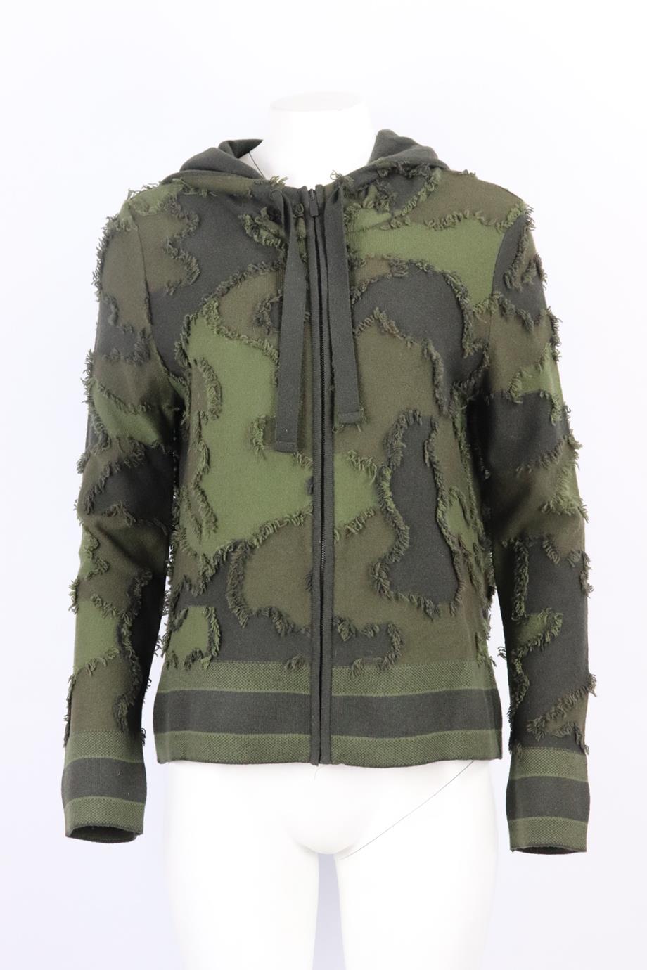 CHRISTIAN DIOR 2020 CAMOUFLAGE INTARSIA CASHMERE BLEND HOODIE FR 44 UK 16