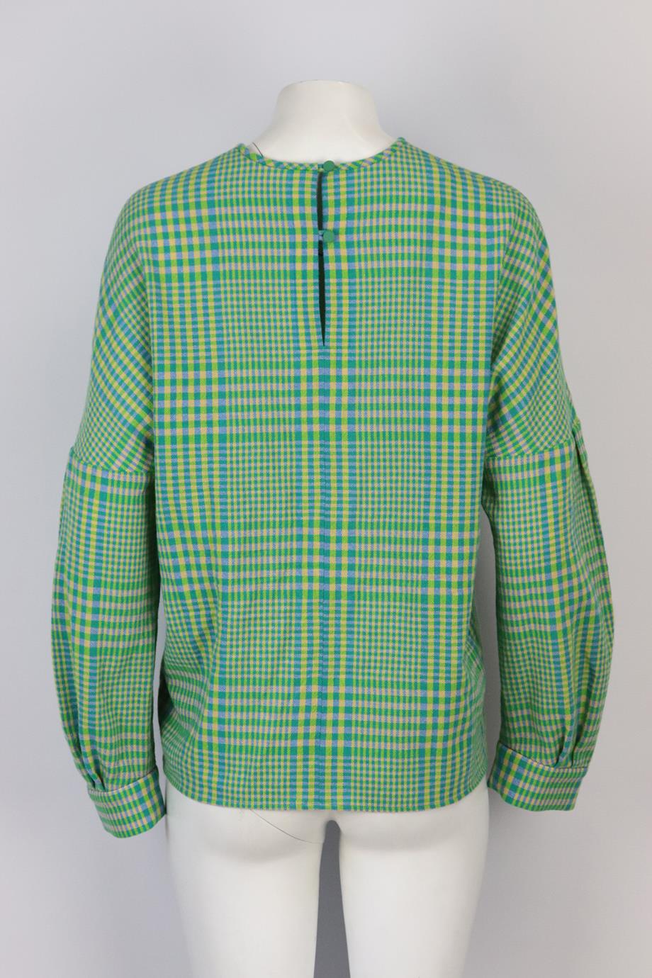 TIBI CHECKED WOOL BLEND TOP US 8 UK 12