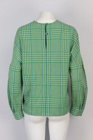 TIBI CHECKED WOOL BLEND TOP US 8 UK 12