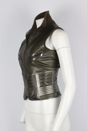 JITROS LEATHER GILET FR 36 UK 8