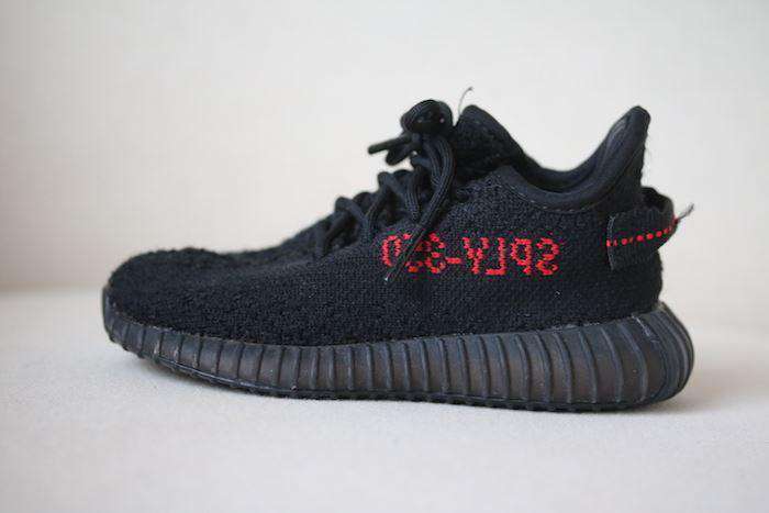 ADIDAS YEEZY KIDS BOOST 350 CORE BLACK RED TRAINERS EU 23.5 UK 6.5