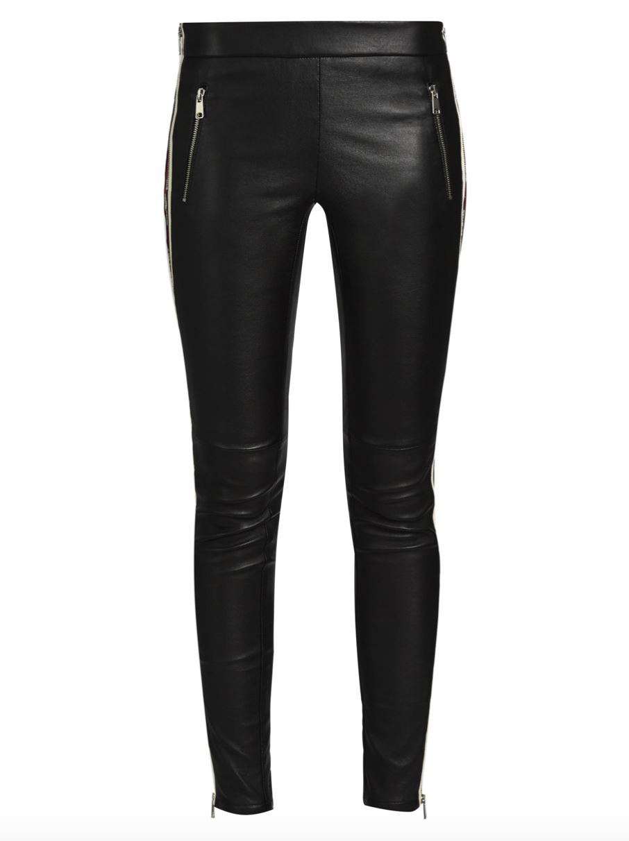 ALEXANDER MCQUEEN SIDE STRIPED LEATHER TROUSERS IT 38 UK 6