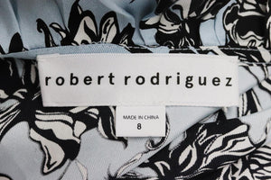 ROBERT RODRIGUEZ COLD SHOULDER RUFFLED FLORAL PRINT SILK MIDI DRESS US 8 UK 12