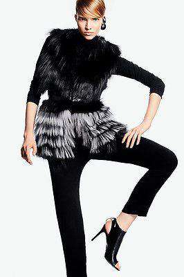 YIGAL AZROUEL LEATHER AND FOX FUR VEST GILET MEDIUM