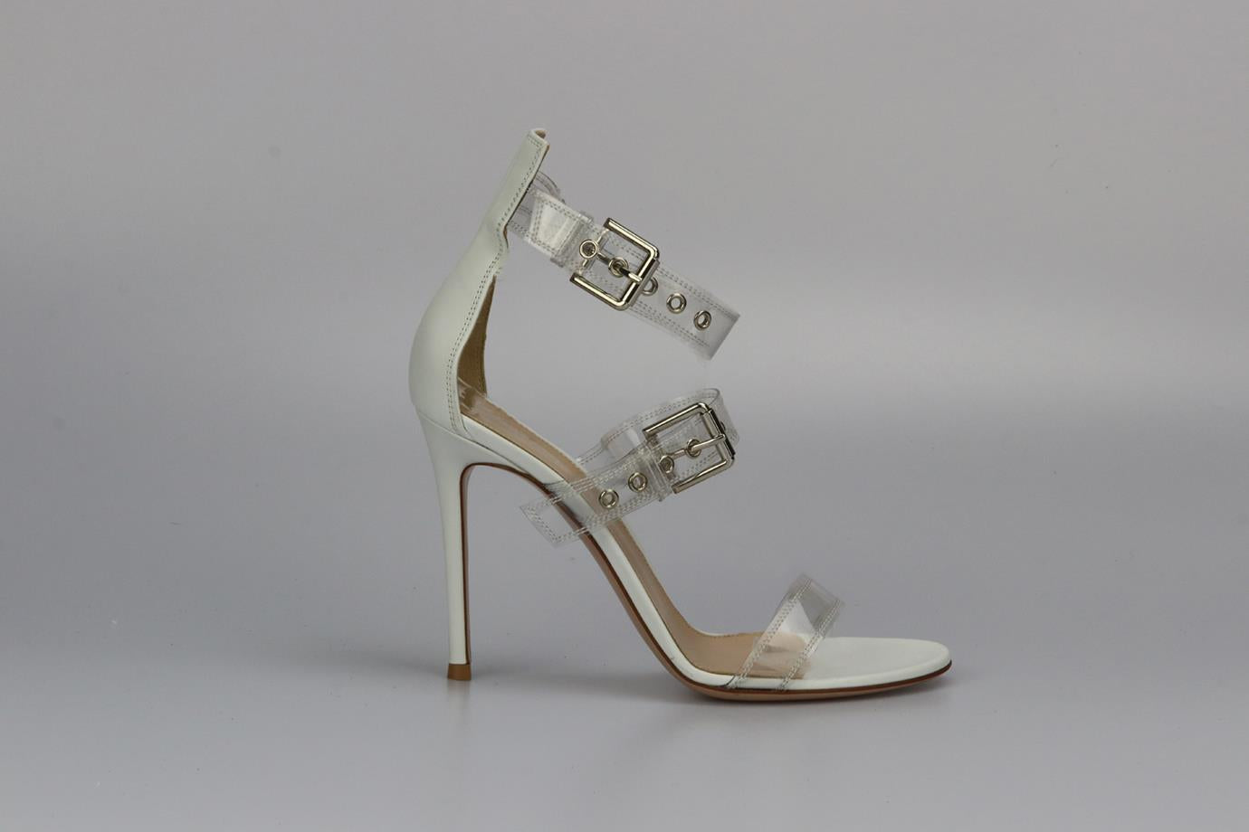 GIANVITO ROSSI BUCKLE DETAIL PVC AND LEATHER SANDALS EU 38.5 UK 5.5 US 8.5