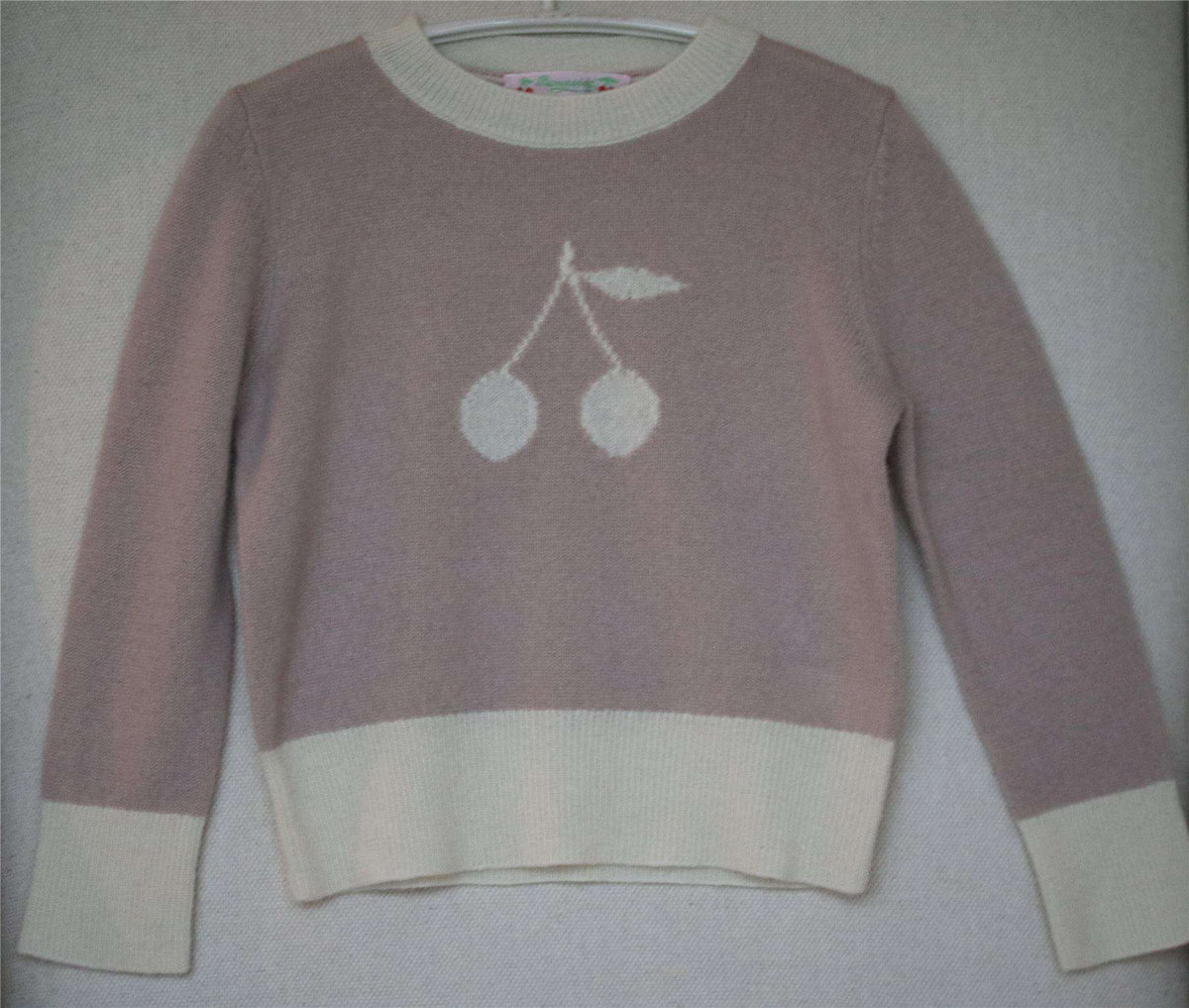 BONPOINT GIRLS POWDER PINK CHERRY SWEATER 4 YEARS