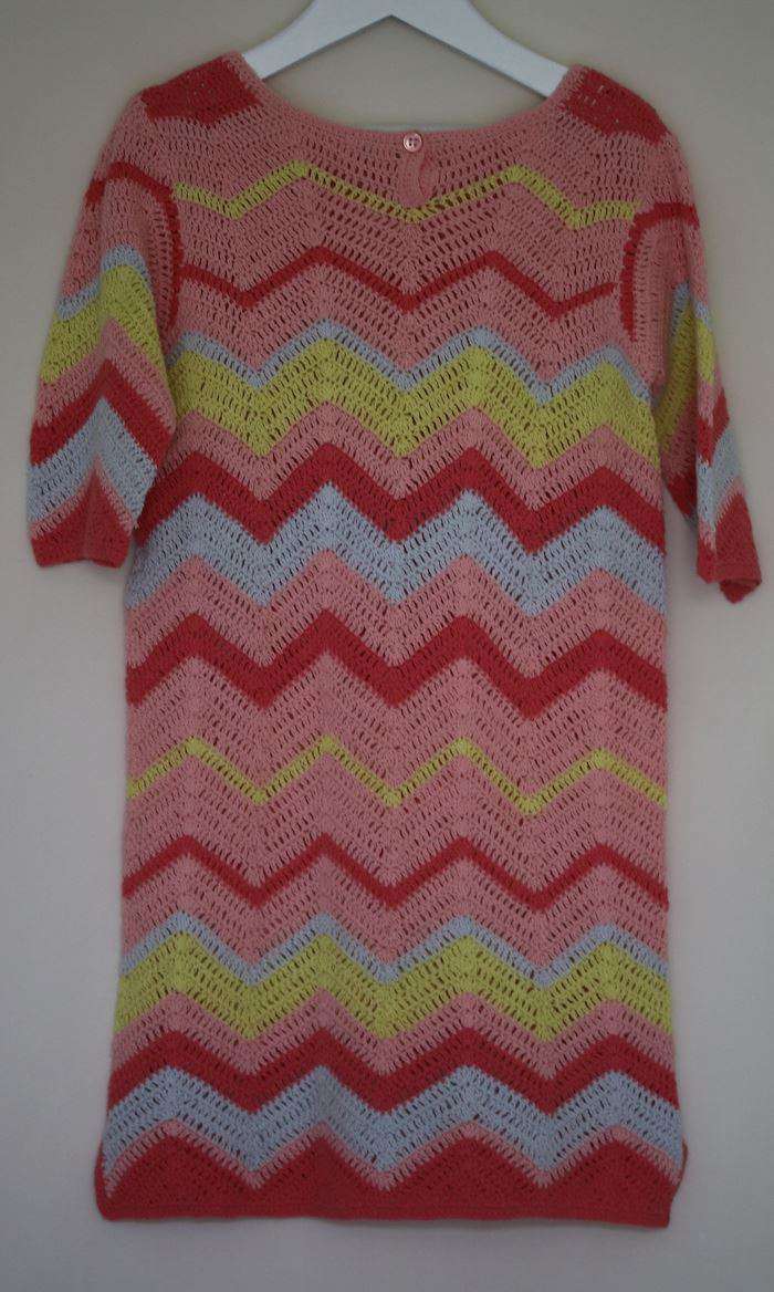 BONPOINT GIRLS PINK ZIG ZAG KNIT MIDI DRESS 6 YEARS