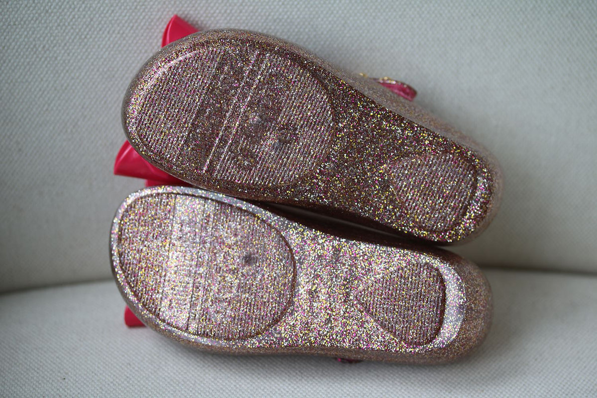 MINI MELISSA GIRLS ULTRAGIRL BOW GLITTER JELLY SHOES EU 225/25 UK 8/9
