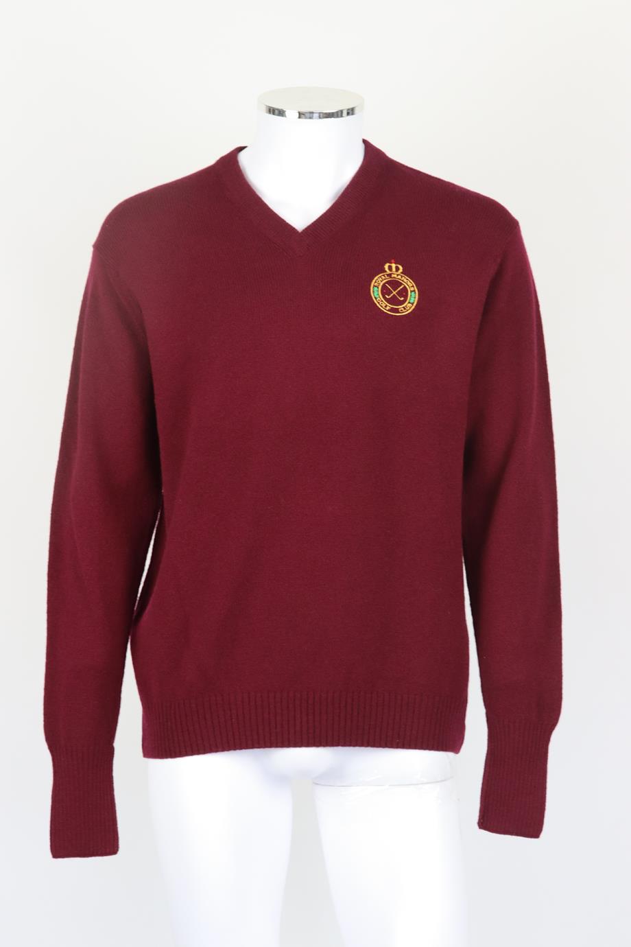 MANORS MEN'S EMBROIDERED WOOL SWEATER MEDIUM
