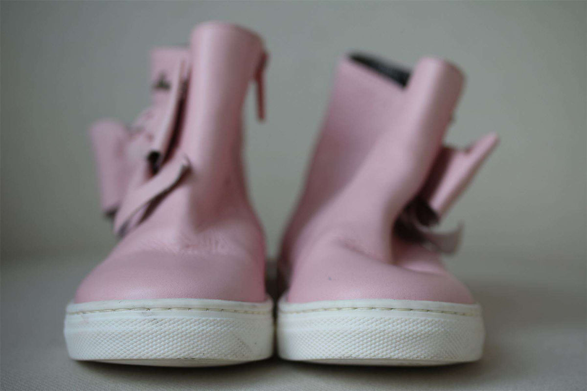 SIMONETTA GIRLS PINK LEATHER ANKLE BOOTS WITH BOWS EU 26 UK 8.5