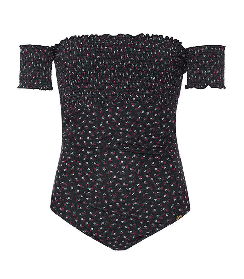 SALINAS ISA AMBRA FLORAL PRINT OFF THE SHOULDER SWIMSUIT LARGE