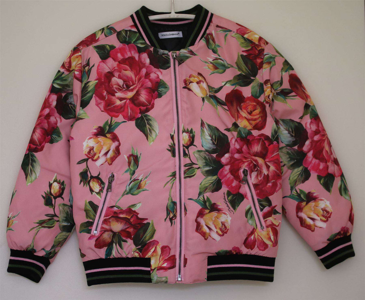 DOLCE & GABBANA GIRLS PINK FLORAL DOWN PADDED JACKET 4 YEARS