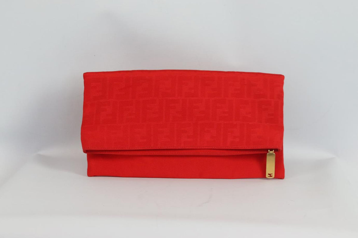 FENDI CHAMELEON FF JACQUARD GROSGRAIN CLUTCH