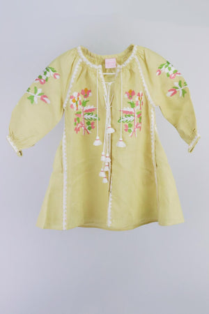MARCH 11 KIDS GIRLS EMBROIDERED LINEN DRESS 4 YEARS