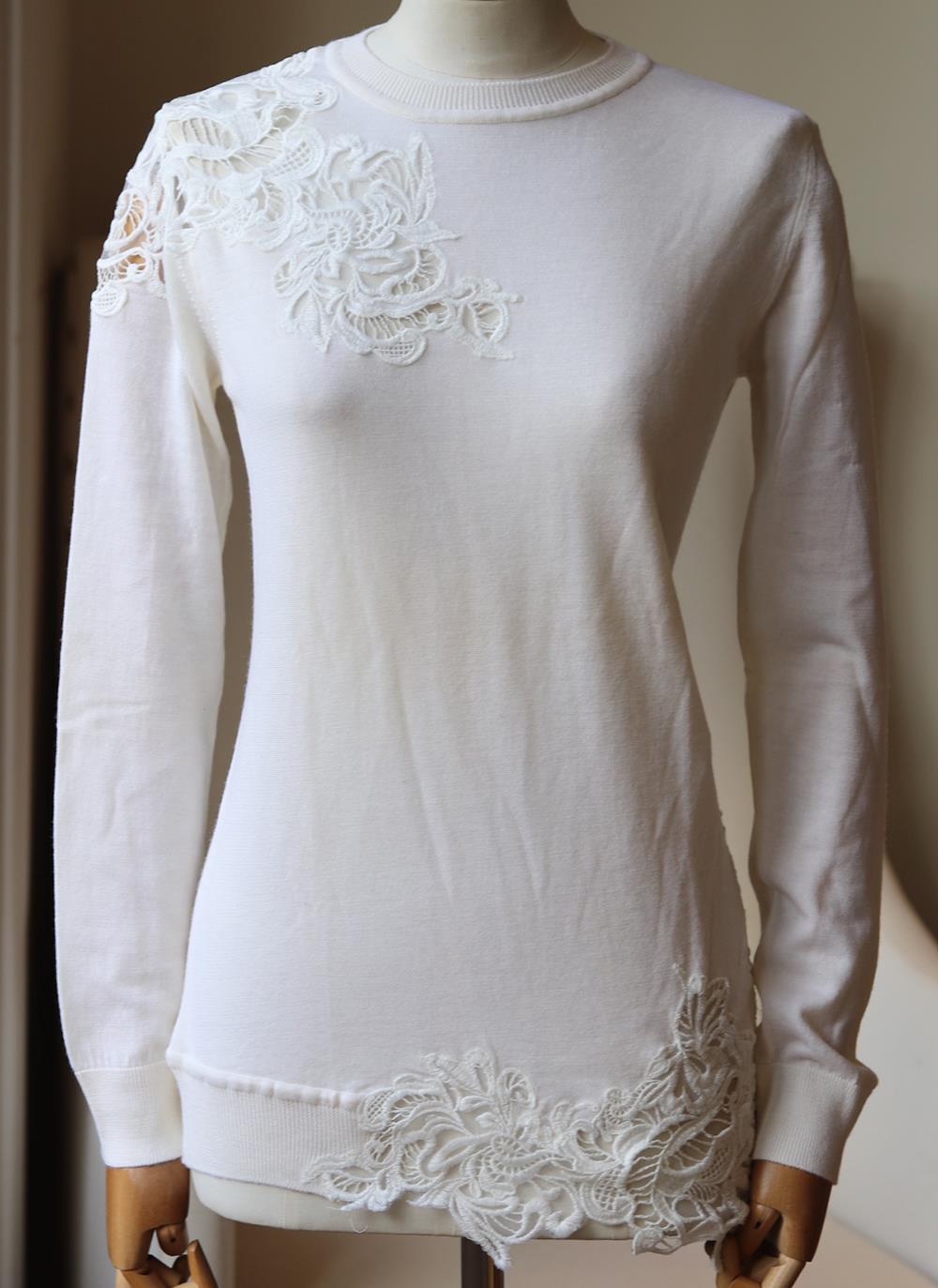 ERMANNO SCERVINO GUIPURE LACE TRIMMED WOOL SWEATER IT 40 UK 8