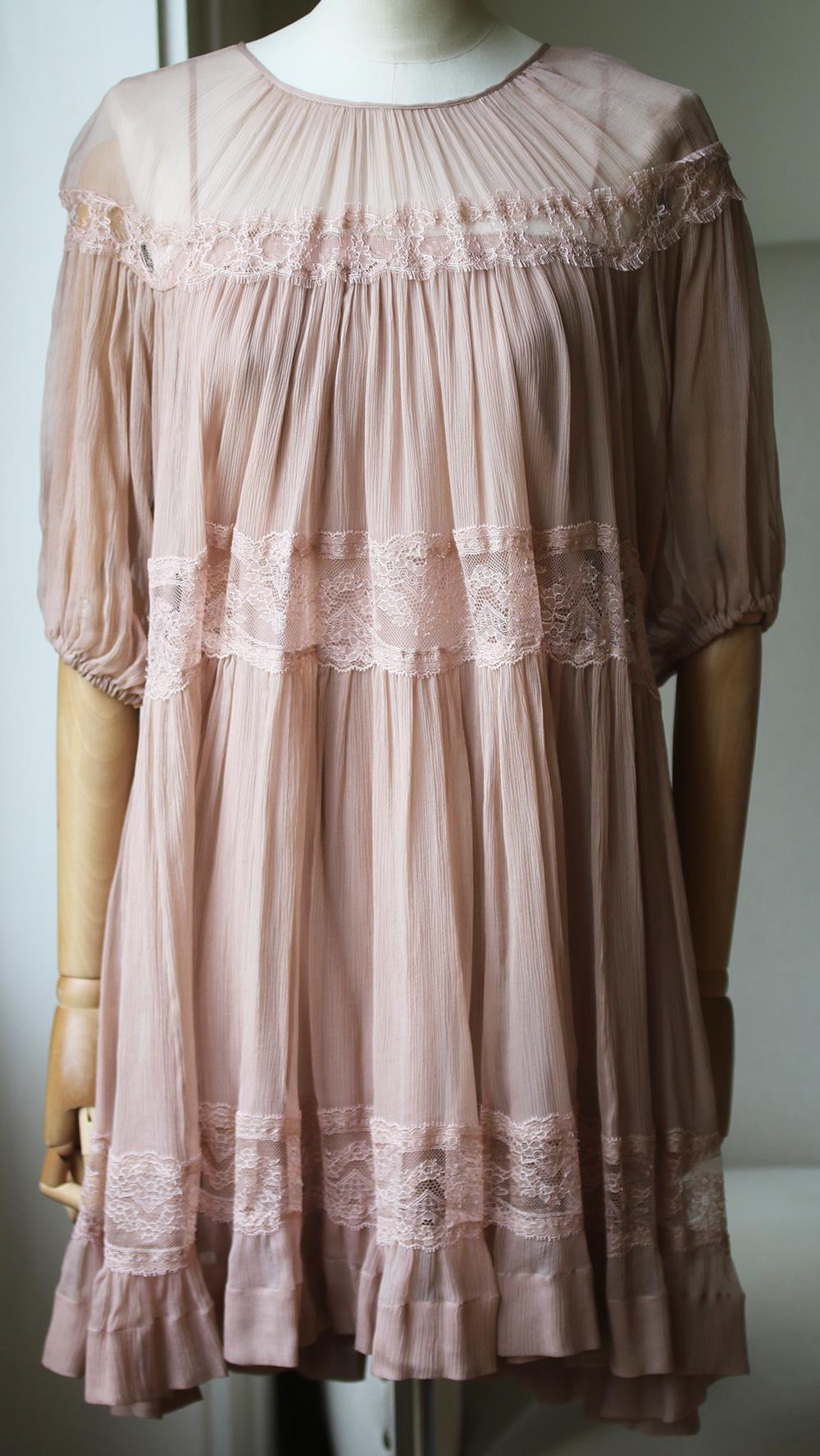 No. 21 LACE TRIMMED SILK MINI DRESS IT 38 UK 6