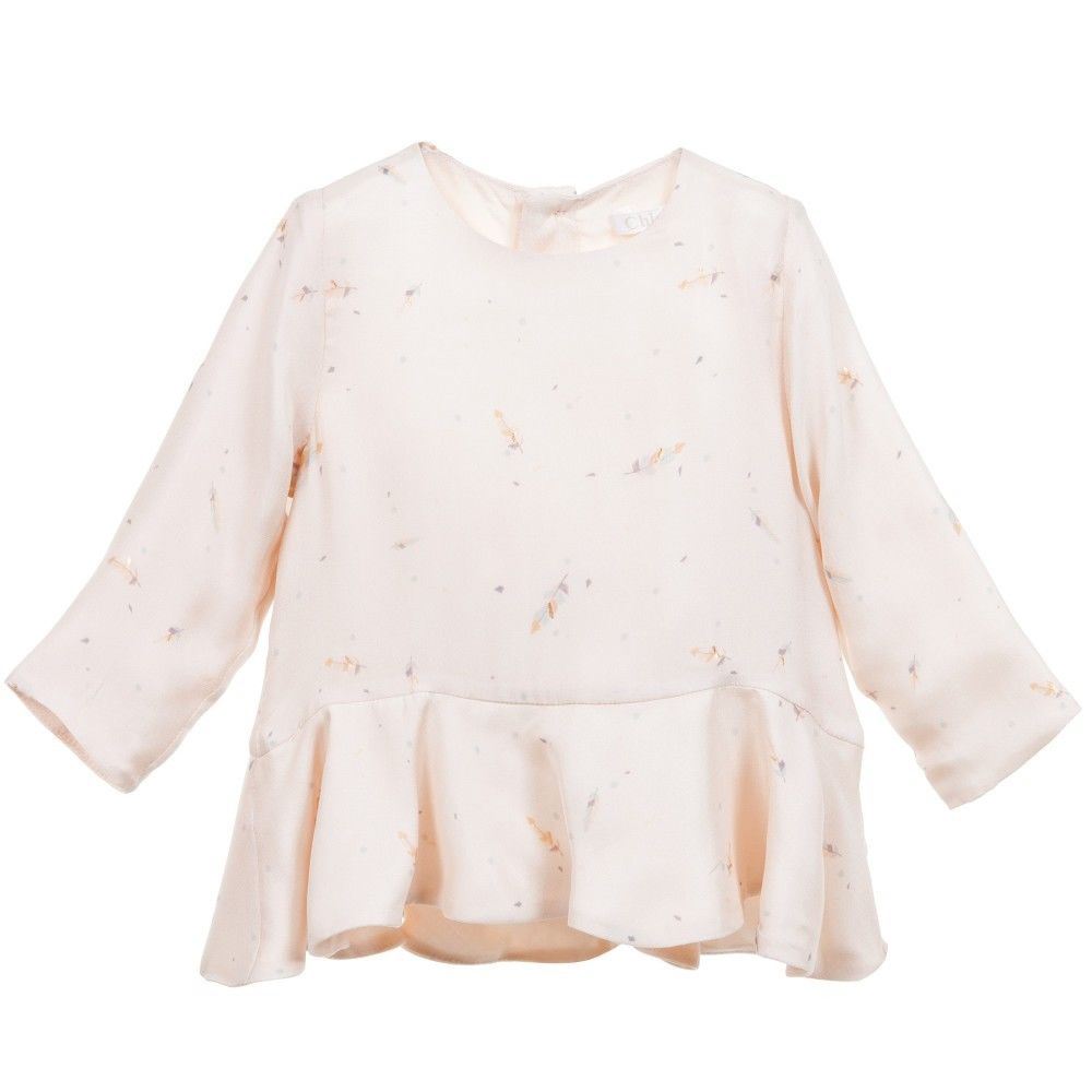 CHLOE BABY IVORY FEATHER PRINT BLOUSE TOP 3 YEARS