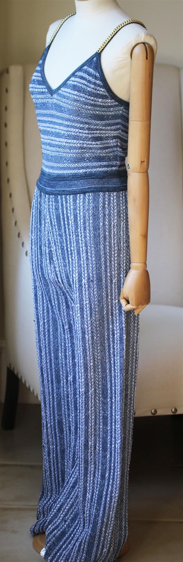 BALMAIN CHAIN TRIMMED STRETCH KNIT JUMPSUIT FR 40 UK 12