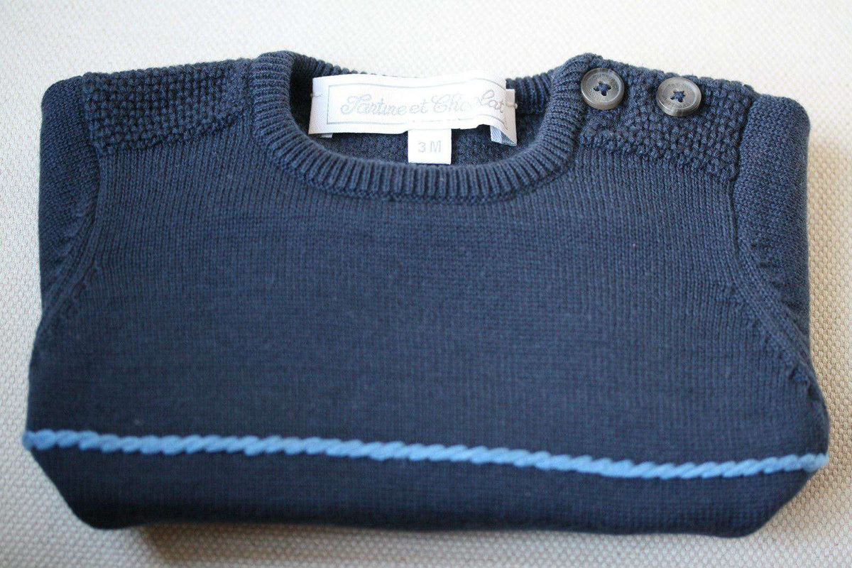 TARTINE ET CHOCOLAT BABY NAVY SWEATER 3 MONTHS