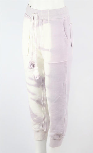 ULLA JOHNSON TIE DYED COTTON TERRY TRACK PANTS SMALL