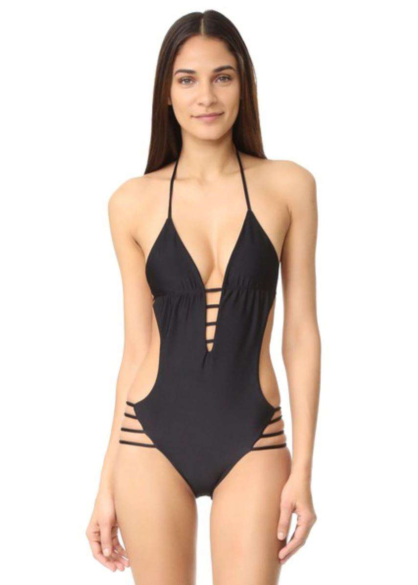 TORI PRAVER AGAVE BLACK ONE PIECE SWIMSUIT SMALL