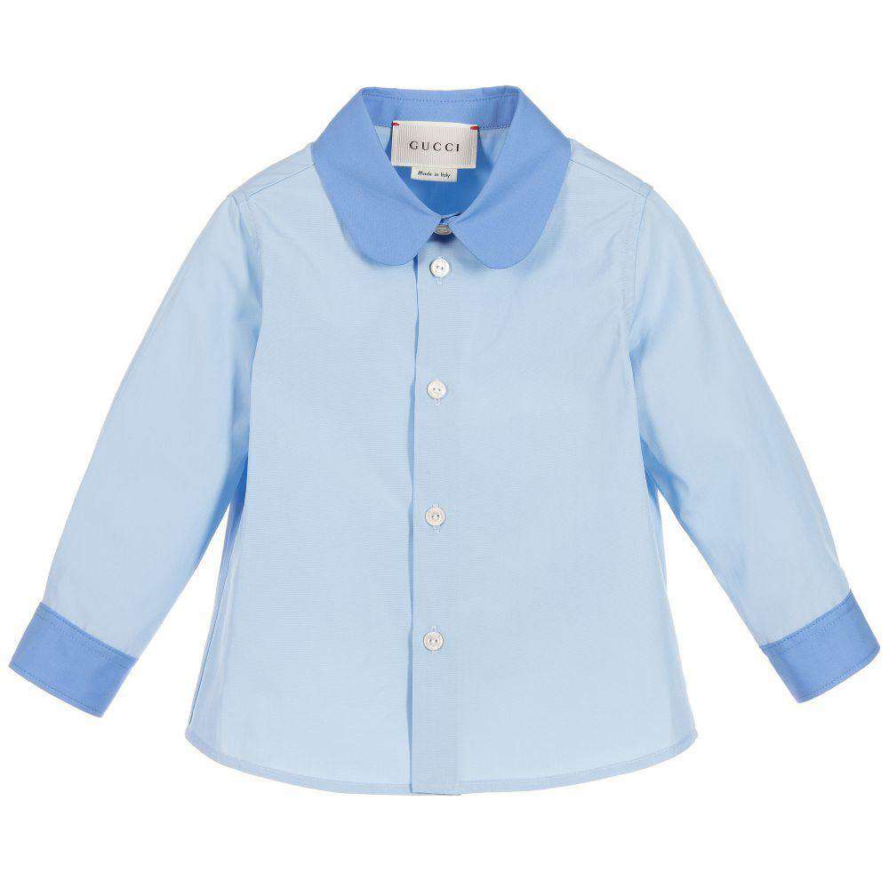 GUCCI BABY BOYS BLUE COTTON SHIRT 18-24 MONTHS