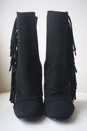 GIUSEPPE ZANOTTI ALABAMA FRINGED SUEDE ANKLE BOOTS EU 38 UK 5