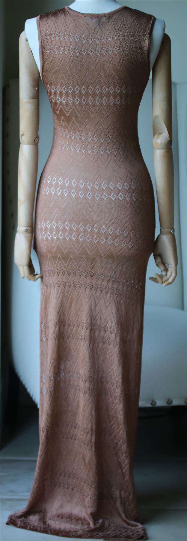 MELISSA ODABASH KOURTNEY LACE-UP POINTELLE-KNIT MAXI DRESS SMALL
