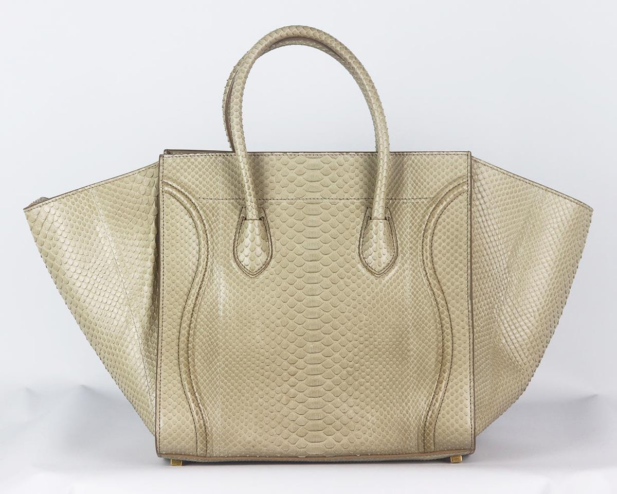 CELINE MEDIUM PYTHON PHANTOM LUGGAGE TOTE BAG