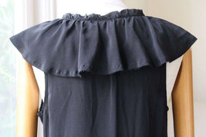 RAQUEL ALLEGRA BLACK SILK RUFFLE DRESS SIZE 1 UK 8/10