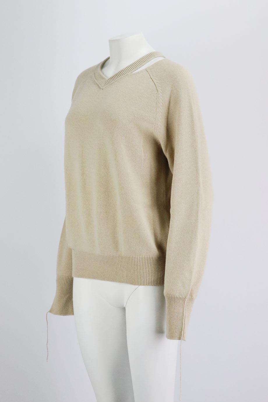 HELMUT LANG DISTESSED WOOL AND CASHMERE SWEATER SMALL