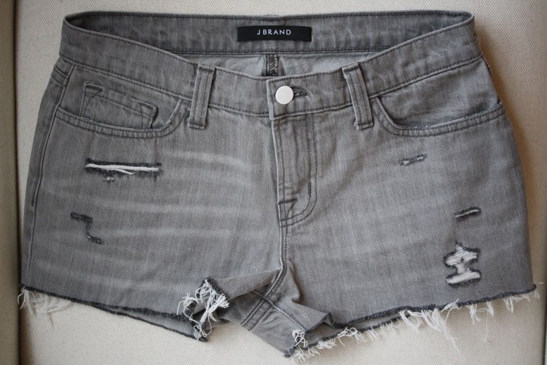 J BRAND HILO GREY CUT OFF DENIM SHORTS W26 UK 8