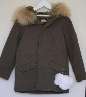 YVES SALOMON ENFANT KHAKI LINED COAT 6 YEARS