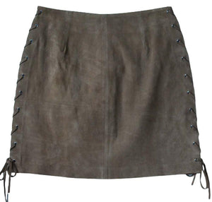 LPA 56 SUEDE LACE UP MINI SKIRT XSMALL