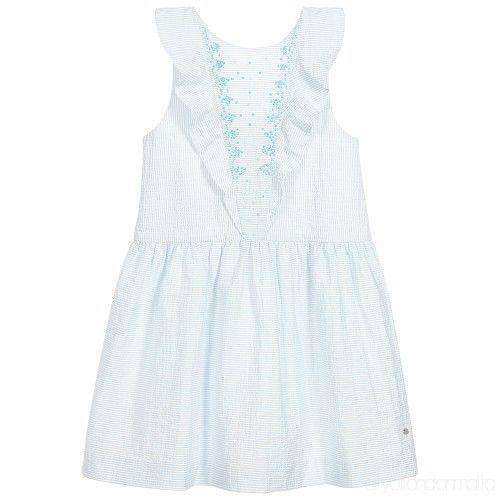 TARTINE ET CHOCOLAT BABY GIRLS BLUE STRIPED DRESS 4 YEARS