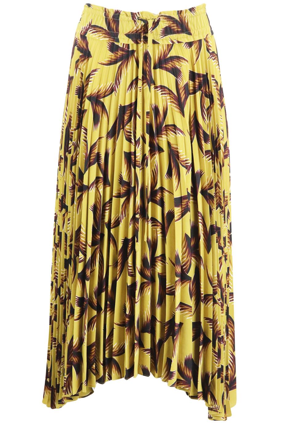 A.L.C. ASYMMETRIC PLEATED PRINTED CREPE MIDI SKIRT US 4 UK 8