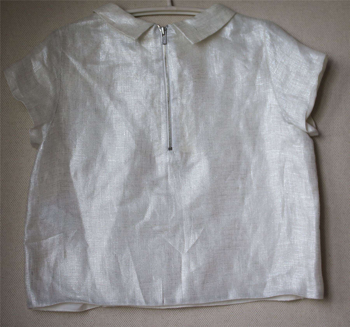 BONPOINT GIRLS SILVER COQUET BLOUSE 4 YEARS