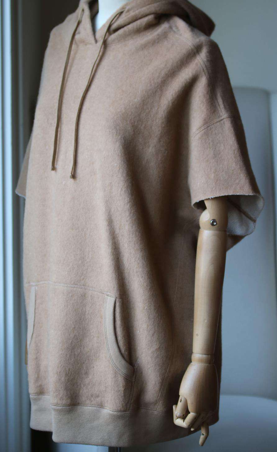 R13 COTTON AND CAMEL HAIR BLEND HOODED TOP MEDIUM