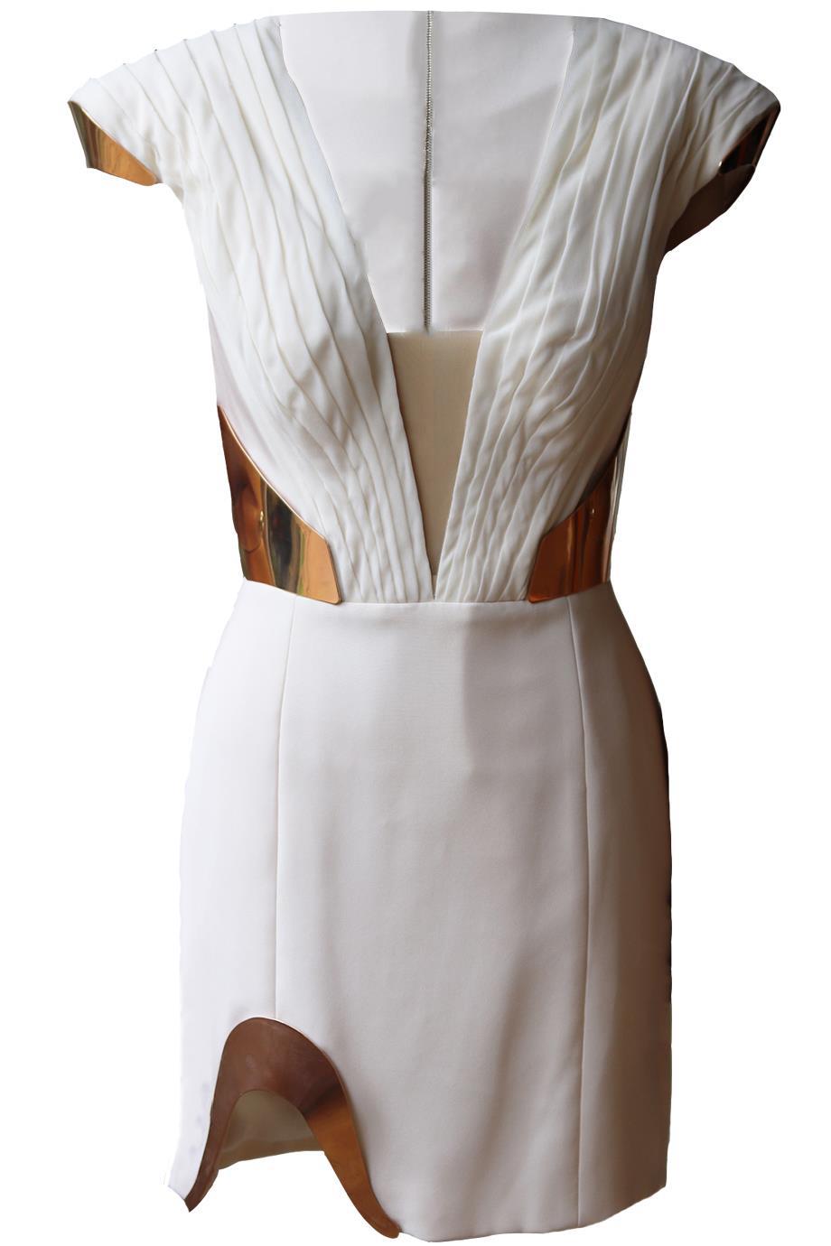 RALPH AND RUSSO EMBELLISHED SILK CREPE DE CHINE MINI DRESS SMALL