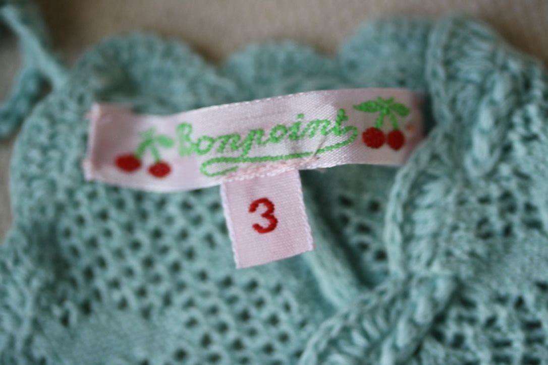 BONPOINT BABY CROCHET AQUA BLUE SWEATER TOP 3 YEARS