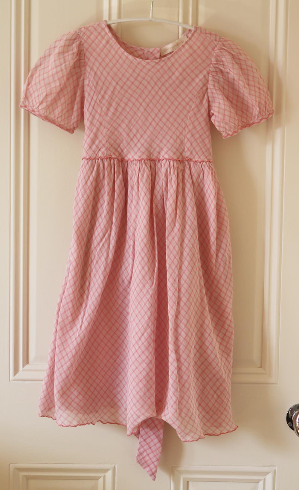 LOVESHACKFANCY KIDS GIRLS CHECKED COTTON VOILE MAXI DRESS 5-6 YEARS